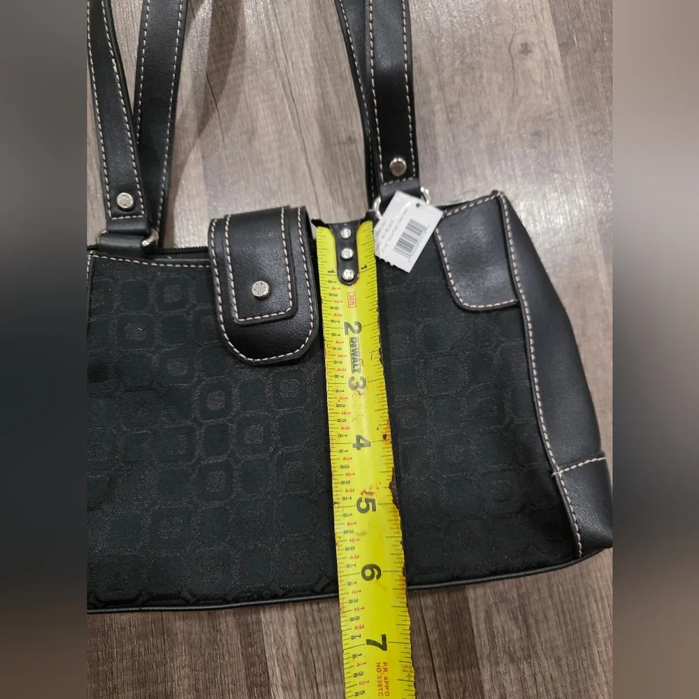 NWT Liz & Co Clairborne Black Y2k Satchel Small Wedding Formal Monogram Canvas